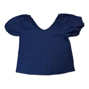Ava & Viv Women’s Deep Blue Short Puff Sleeve’s Top Size 1X NWT